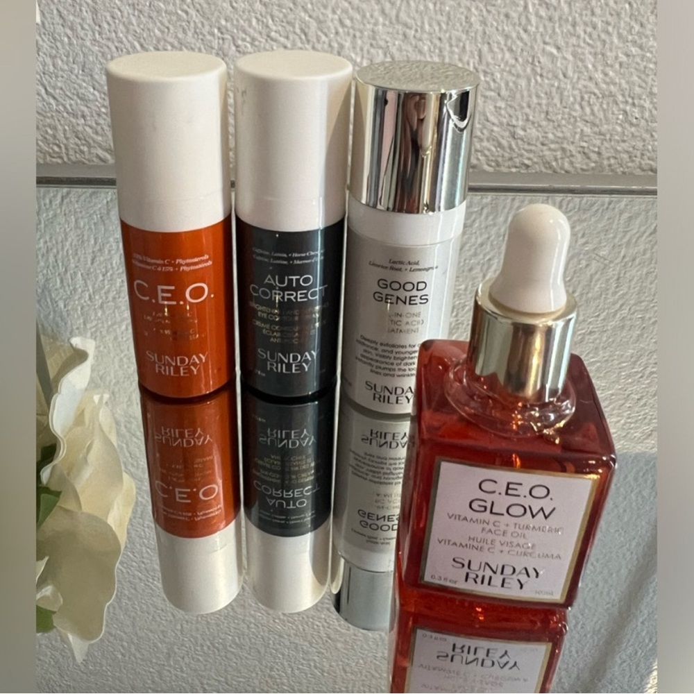 Sunday Riley C.E.O. Glow Serum Vit C, Good genes Lactic Acid, Eye contour cream